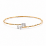 Yellow Gold 14K Bangle Diamond Women's Bracelet with 0.32Tw Baguette Diamonds