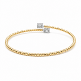 Yellow Gold 14K Bangle Diamond Women's Bracelet with 0.32Tw Baguette Diamonds