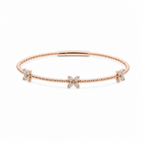 Rose Gold 14K Flowers Bangle Diamond Women's Bracelet with 0.33Tw Round Diamonds
