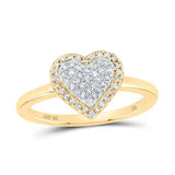 10K Yellow Gold Heart Diamond Fashion Ring with 0.25Tw  Round Diamonds