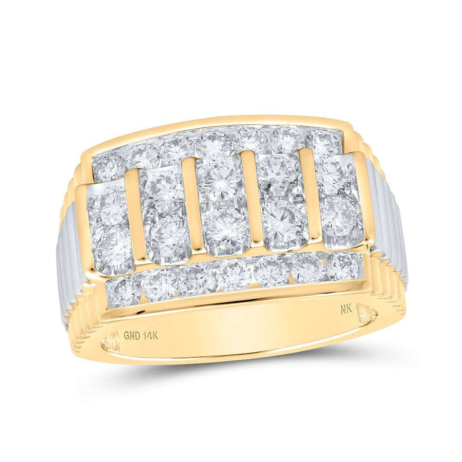 Round Diamond Ribbed Shank Band Ring 2 Cttw