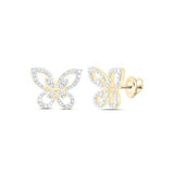 10K Yellow Gold Butterfly Diamond Earrings with 0.33Tw Round Diamonds