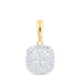 10k Two Tone White/Yellow Gold Square Women's Pendant with 0.37Tw Round Diamond