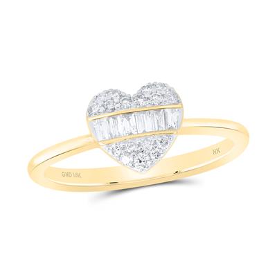 A 1/4ctw-Diamond Fashion Heart Ring from Miral Jewelry in yellow gold, perfect for fashion-forward individuals with a passion for exquisite jewelry.