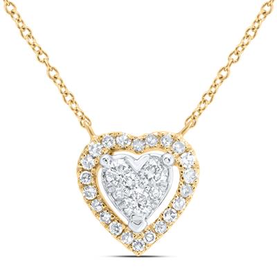A stunning 1/4ctw-dia Nk Fashion Heart Necklace from Miral Jewelry, perfect for fashion-forward individuals, crafted in elegant yellow gold.