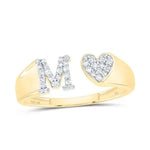 Yellow Gold Initial Ring With Diamonds Miral Jewelry