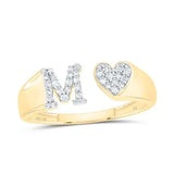 Yellow Gold Initial Ring With Diamonds Miral Jewelry