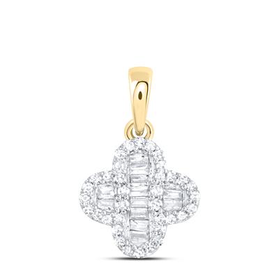 A 1/5ctw-Diamond 10K Gift Clover Pendant in yellow gold with baguette diamonds from Miral Jewelry.