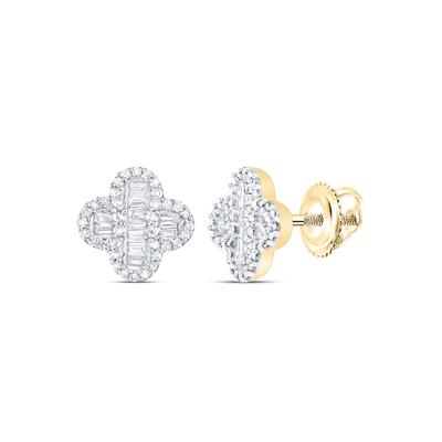 A pair of 3/8ctw Diamond 10K Gift Clover Earrings made by Miral Jewelry.