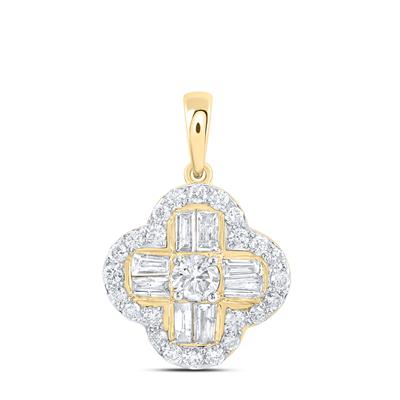 A stunning 1/2ctw Diamond 10K Gift Clover Pendant by Miral Jewelry featuring a captivating clover design. Perfect as a gift for any occasion.