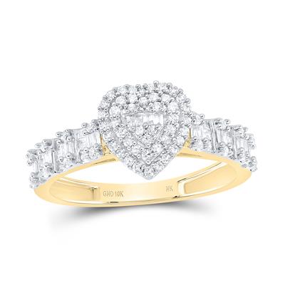 A Miral Jewelry fashion-forward 1/2ctw Diamond 14K Fashion Heart Ladies Ring in a stunning yellow gold setting.