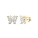 10K Yellow Gold Butterfly Diamond Earrings with 0.62Tw Round Diamonds