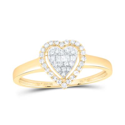 A 1/5ctw-Diamond Fashion Heart Ring in yellow gold, perfect for any fashion-forward individual, from Miral Jewelry.