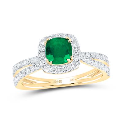 A Miral Jewelry 1/2ctw-dia Cn 5.5x5.5mm Cut-Emerald Natural Gem Ring in yellow gold featuring a 1/2ctw-dia Cn 5.5x5.5mm cut-emerald natural gem.