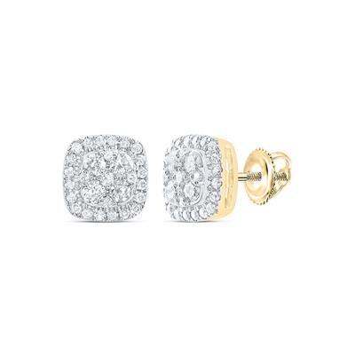 A pair of Miral Jewelry 1/2ctw Diamond 14K Fashion Cushion Earrings in 14K yellow gold.