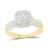 A sparkling 1/2ctw-Diamond 14K Miral Jewelry Fashion Bridal Set adorned with baguette cut diamonds.