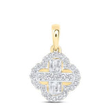14k Yellow Gold  Clover Women's Pendant with 0.33Tw Round Diamonds