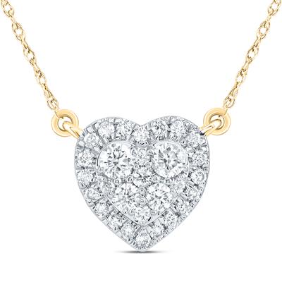 A Miral Jewelry 1/3ctw-Diamond Fashion Heart Necklace (18 Inch) in yellow gold.