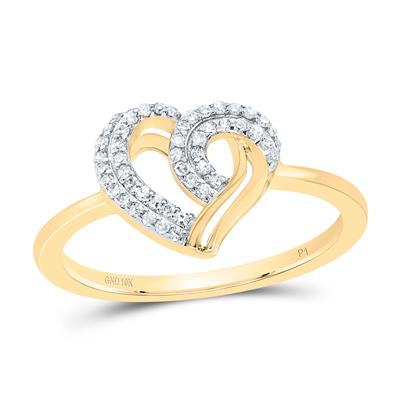 A Miral Jewelry 1/6ctw-Diamond P1 Gift Heart Ring in yellow gold with a heart-shaped design.