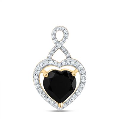 A stunning black Miral Jewelry Onyx heart pendant adorned with diamonds.