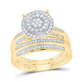 10k Yellow Gold Modern 3 Pieces Set with 0.62Tw Round Diamonds