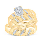 10k Yellow Gold Modern 3 Pieces Set with 0.25Tw Round Diamonds