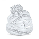 10k White Gold  Contemporary  3 Pieces Set with 0.62tw Round Diamonds