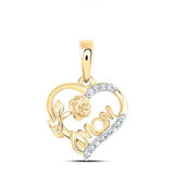 10k Yellow Gold Mom Heart  Women's Pendant with 0.05Tw Round Diamonds