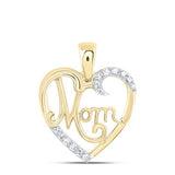 10k Yellow  Gold  Mom Heart  Women's Pendant with 0.08Tw Round Diamonds