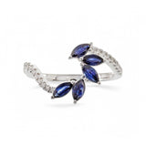 18K White Fashion Ring with 0.83Tw Marquise Sapphires and 0.10Tw Round Diamonds - Miral Jewelry