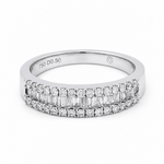 18K White Gold Band Diamond Fashion Ring with 0.58Tw Baguette Diamond - Miral Jewelry