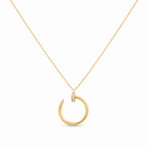 18k Yellow Gold Nail Diamond Necklace 18" with 0.16Tw Round Diamonds - Miral Jewelry