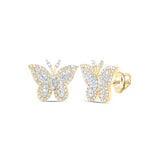 10K Yellow Gold Butterflies Diamond Earrings with 0.50Tw Round Diamonds