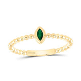 14K Yellow Gold  Marquise Emerald Fashion Ring