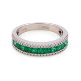 14K Women's Fashion Band with 0.20Tw Round Diamonds and 0.75 Square Cushion Emerald