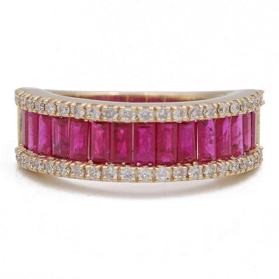 Yellow Gold Rubies and Diamonds Ring