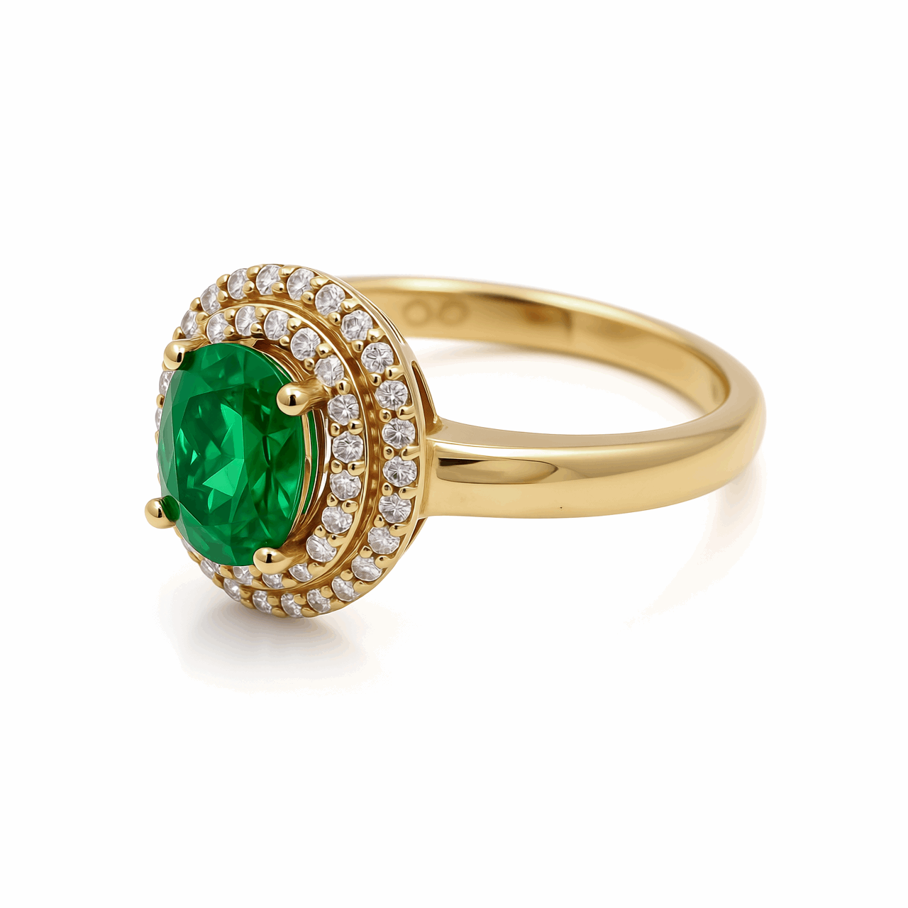 14K Yellow Gold  Contemporary Fashion with 1.17Tw Oval Emeralds and 0.28Tw Round Diamonds