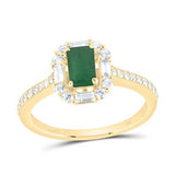 14K Yellow Gold  Emerald Fashion Ring with 0.37Tw Baguette and Round Diamonds with Emerald