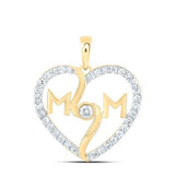 10k Yellow Gold Heart Diamond Women's Pendant with 0.25Tw Round Diamond