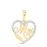 10k Yellow Gold Heart Diamond Women's Pendant with 0.10Tw Round Diamond