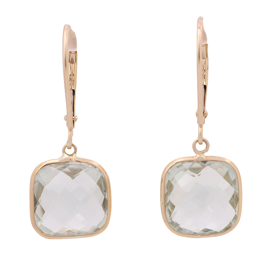 A touch of sophistication meets timeless elegance with these Miral Jewelry 14K yellow gold-plated green topaz drop earrings.