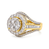 10K Yellow Gold Round Diamond Engagement Ring with 2.00Tw Baguette and Round Diamonds