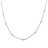 14k White Gold Fashion Diamond Necklace 18" with 0.15Tw Round Diamonds
