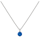 14K White Gold Fancy Link Necklace 18" with 0.01Tw Round Diamonds and 2.49Tw Round Blue Topaz