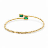 14K  Yellow Gold Bangle Bracelet with 0.83Tw Emerald Emeralds and 0.19 Round Diamonds