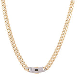 Miral Jewelry's 14K Yellow Gold Monaco Chain necklace features a decorative clasp with small gemstones, elegantly crafted in a 20" length.