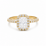 14K Yellow Gold Square Cz Fashion Women's Ring