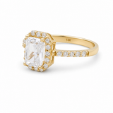 14K Yellow Gold Square Cz Fashion Women's Ring
