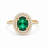 14K Yellow Gold Oval Green Fashion Women's Ring