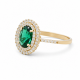 14K Yellow Gold Oval Green Fashion Women's Ring